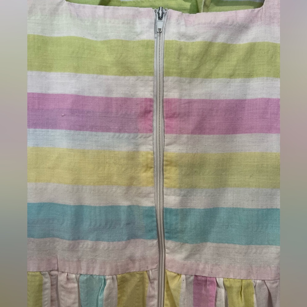 Vintage Styled by Saybury Pastel Multicolor Striped Midi Dress House Dress - Picture 9 of 11